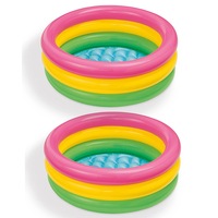 2x Intex Sunset Glow 61cm Inflatable Kids Swimming Pool Water Sun Bath Tub 1y+