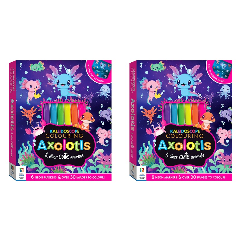 Buy 2x Kaleidoscope Colouring Kit: Axolotls Colouring Activity Kit Kids ...