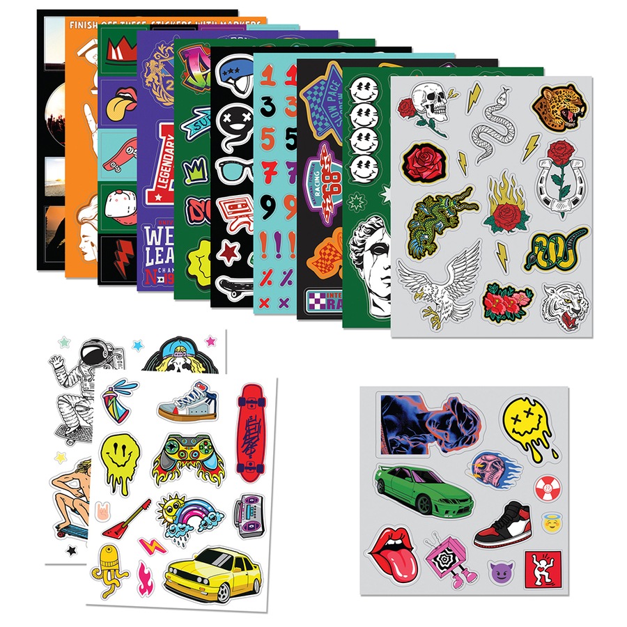 2x Kaleidoscope Sticker Bomb Street Style Kids Activity Book Art/Craft 8y+
