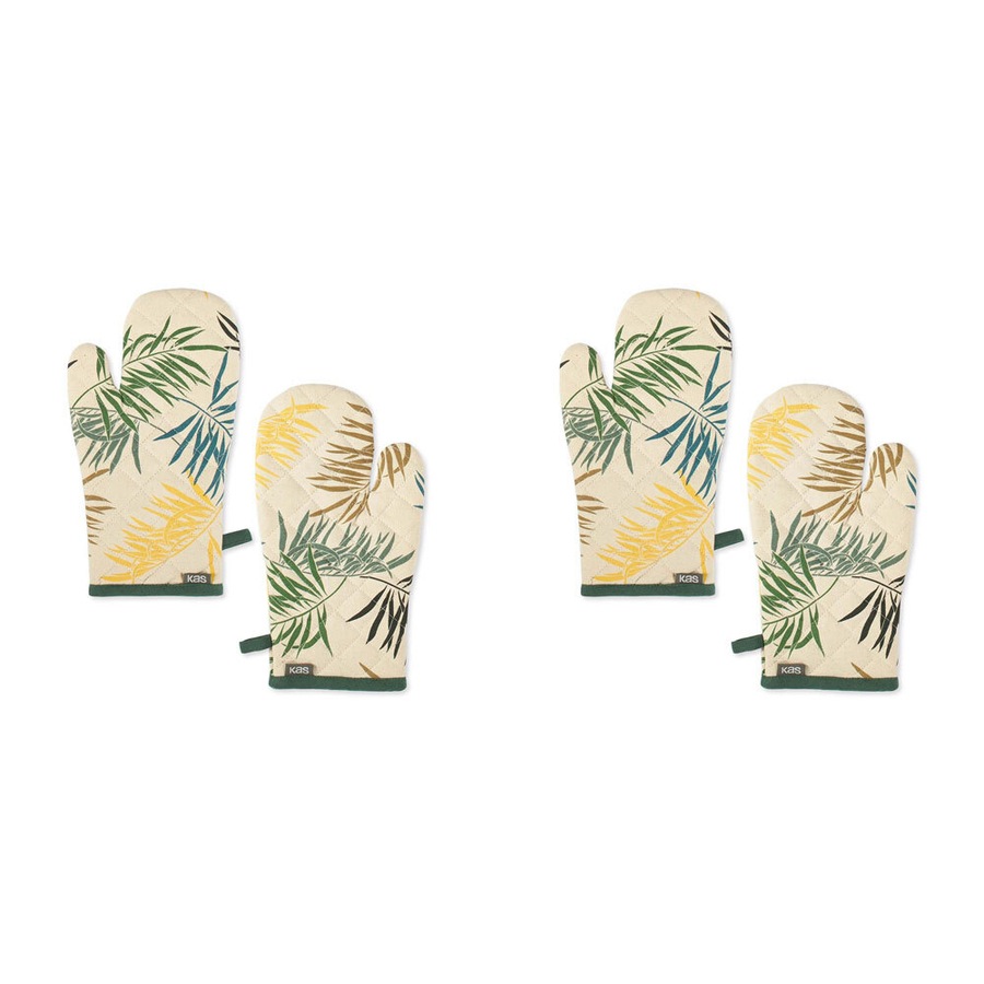 2x Kas Australia Aruba Oven Mitts Pair Set Kitchen Decor 18x33cm Multicoloured