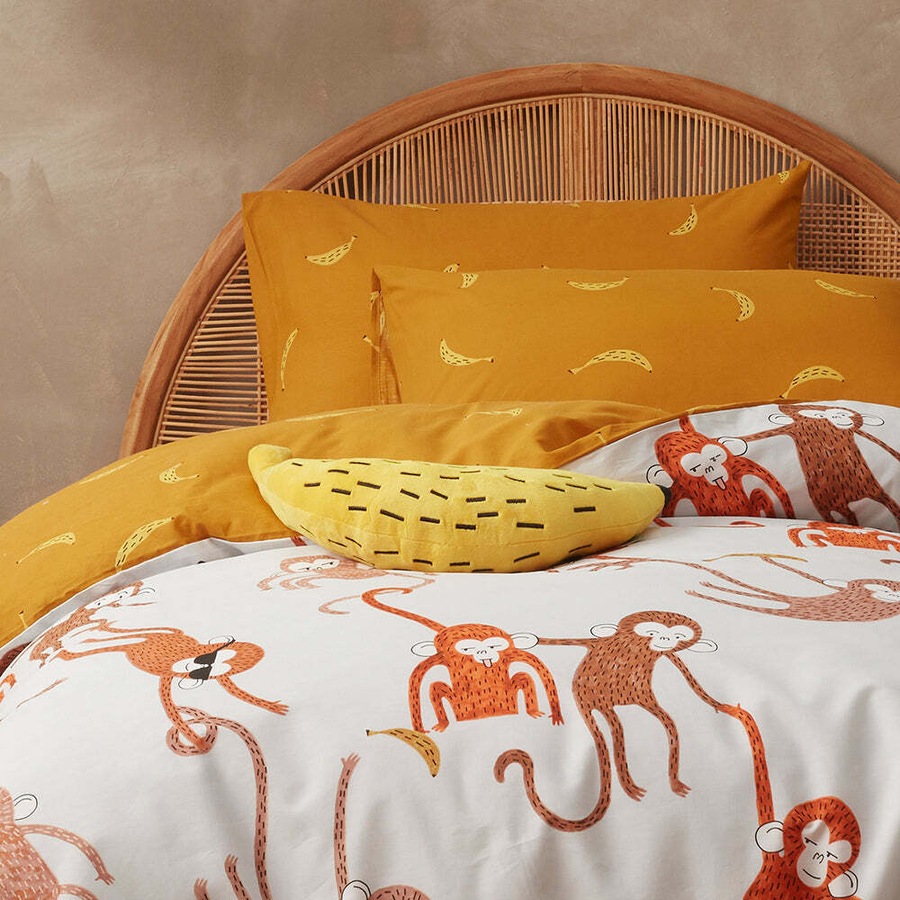 2x Kas Kids Banana Plush Toy Childrens Soft Cuddle Stuffed Animal 45x20cm Yellow