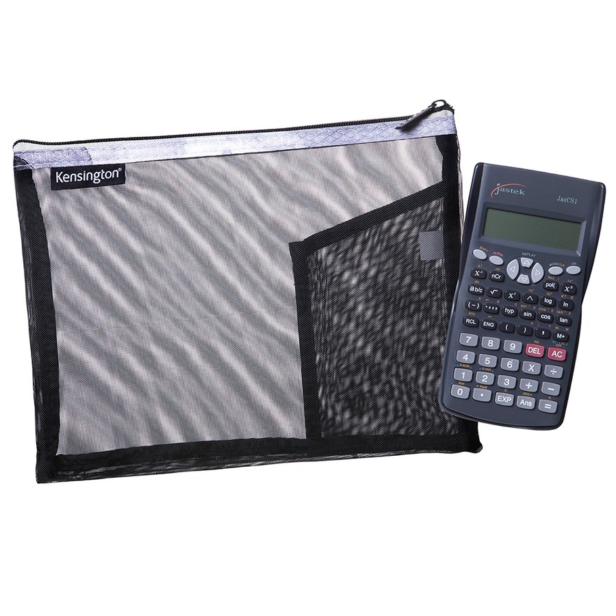 2x Kensington 29cm Micro Mesh Storage Pouch Organiser Holder w/ Zip Black/Grey