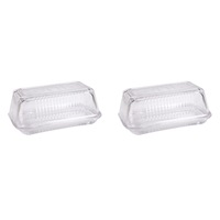 2x Kitchenworks Glass Butter Clear Dish Storage Kitchen Serveware Accessories