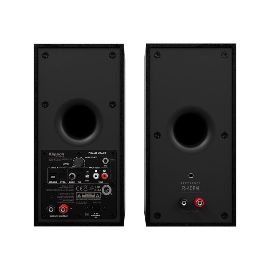 2x Klipsch R-40PM Powered Wireless Bluetooth Bookshelf 70W Speakers Black