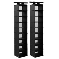 2x Kloset by Boxsweden 120cm 9 Section Hanging Organiser Home Closet Storage BK