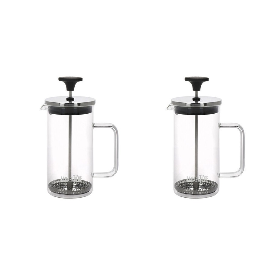 2x La Cafetiere 3-Cup 350ml Glass Coffee French Press Maker/Brewer Plunger Clear