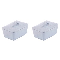2x Ladelle Artisan Serving Porcelain Rectangle Butter Dish Kitchen Blue