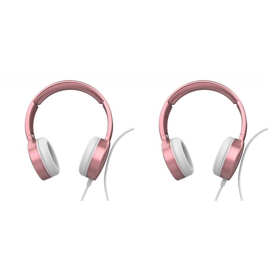 2x Laser Wired Folding 3.5mm Aux Over-Ear Headphone Headset For Phones Rose Gold