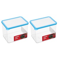 2x Lemon & Lime 2.7L Rectangle Crisp Food Storage Container Dishwasher Safe Blue