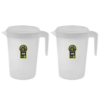 2x Lemon & Lime 2L 21cm BPA Free Plastic Cold/Drinks/Juice/Water Fridge Jug/Lid