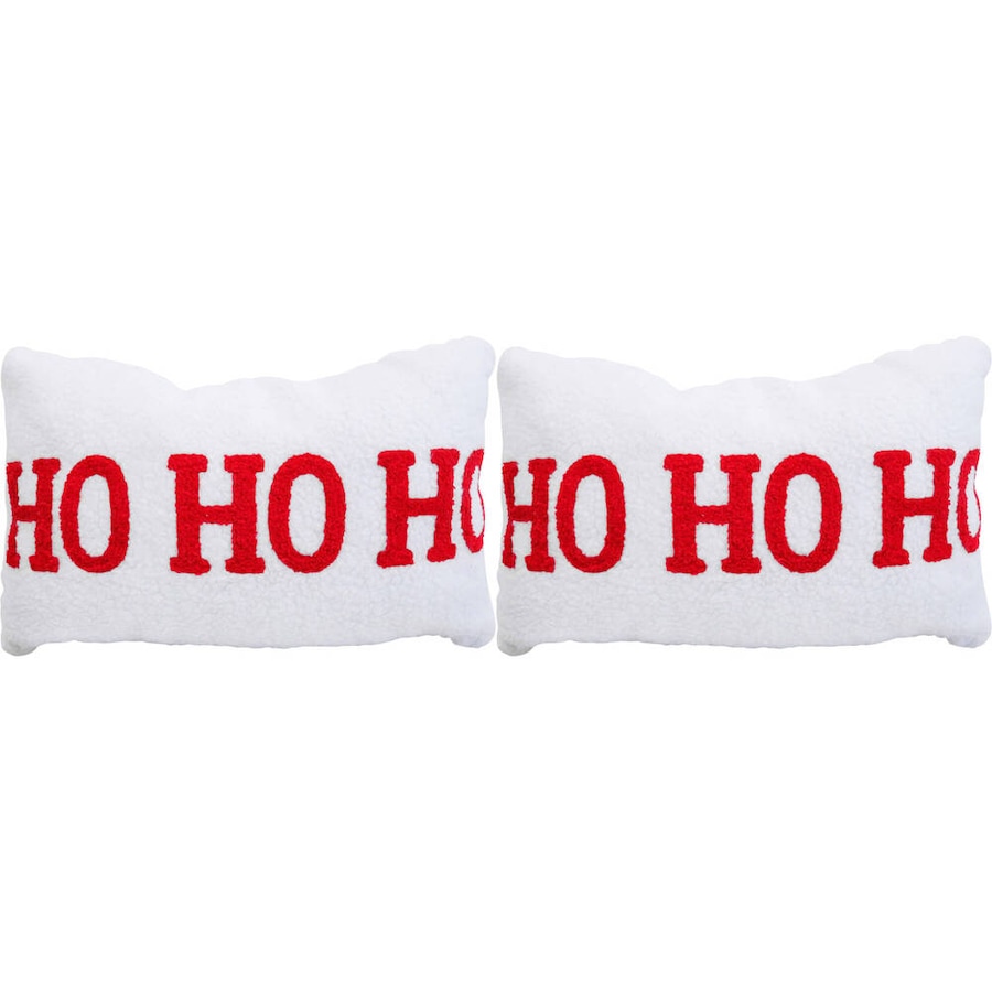 2x LVD Furry Ho Ho Ho Cushion Pillow Christmas Bedding/Sofa Decor 35x55cm Rect