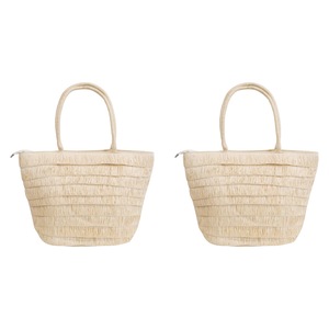 2x LVD Ladies/Women's Boho Layers Tote Bag/Fashion Beach Handbag 42cm Natural