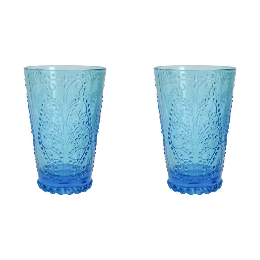 2x LVD Marine 13cm Drink Cocktail Tumbler Glass Cup Barware Glassware Blue