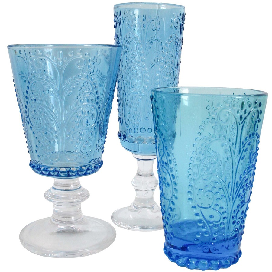 2x LVD Marine 13cm Drink Cocktail Tumbler Glass Cup Barware Glassware Blue