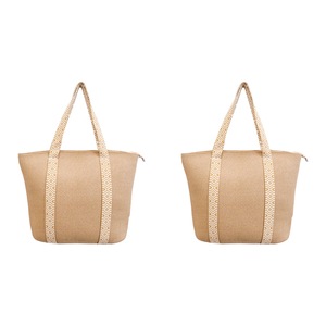 2x LVD Women's/Ladies Beach Carry All Bag Outdoor Beach/Fashion Tote 50cm NTRL