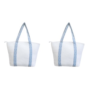 2x LVD Women's/Ladies Beach Carry All Bag Outdoor Beach/Fashion Tote 50cm White