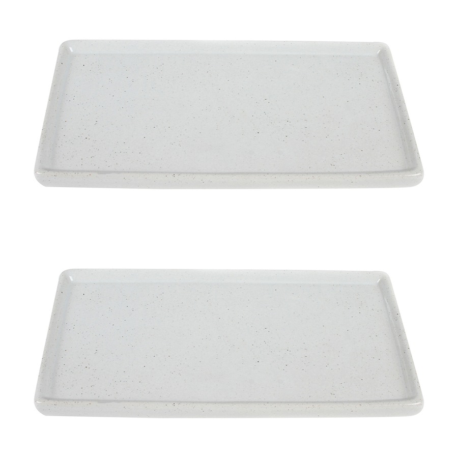 2x Maine & Crawford Theo 25cm Porcelain Plate Rectangle Serving Dish Tray White