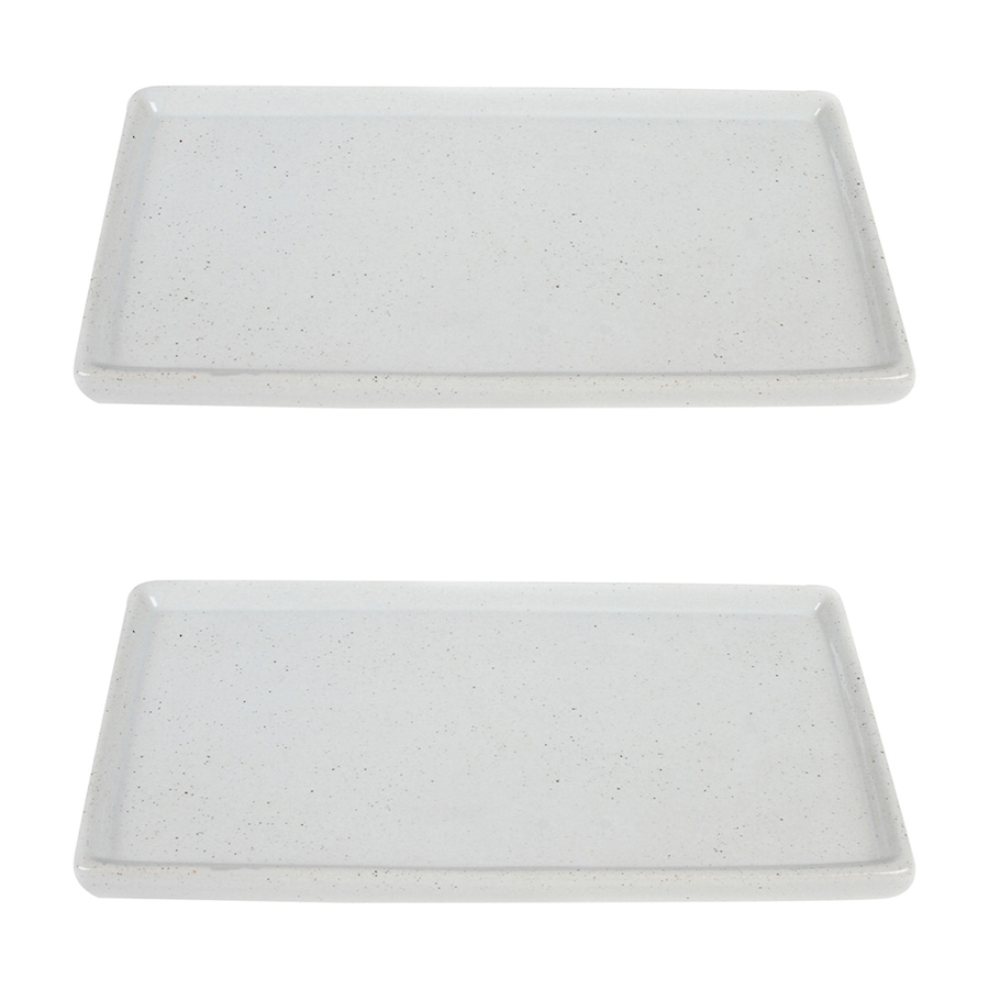 2x Maine & Crawford Theo 25cm Porcelain Plate Rectangle Serving Dish Tray White