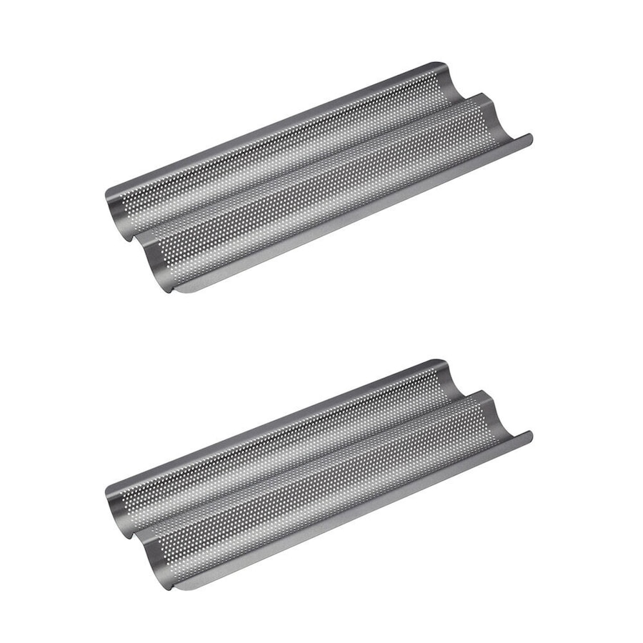 2x Mastercraft Crusty Bake 39x16cm Non-Stick Baguette Tray Kitchen Baking Grey