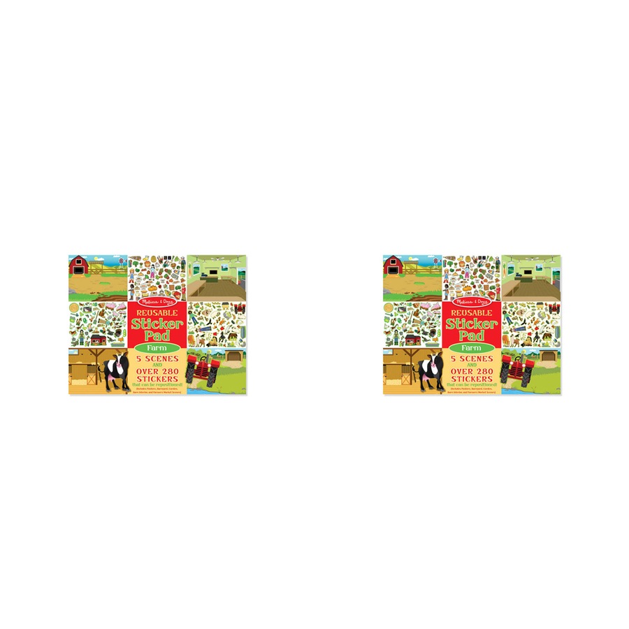 2x Melissa & Doug Reusable Sticker Pad Farm Kids/Childrens Interactive Toy 3+