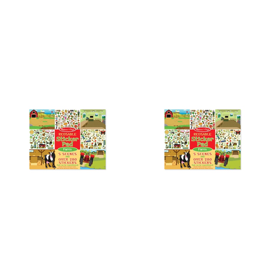 2x Melissa & Doug Reusable Sticker Pad Farm Kids/Childrens Interactive Toy 3+