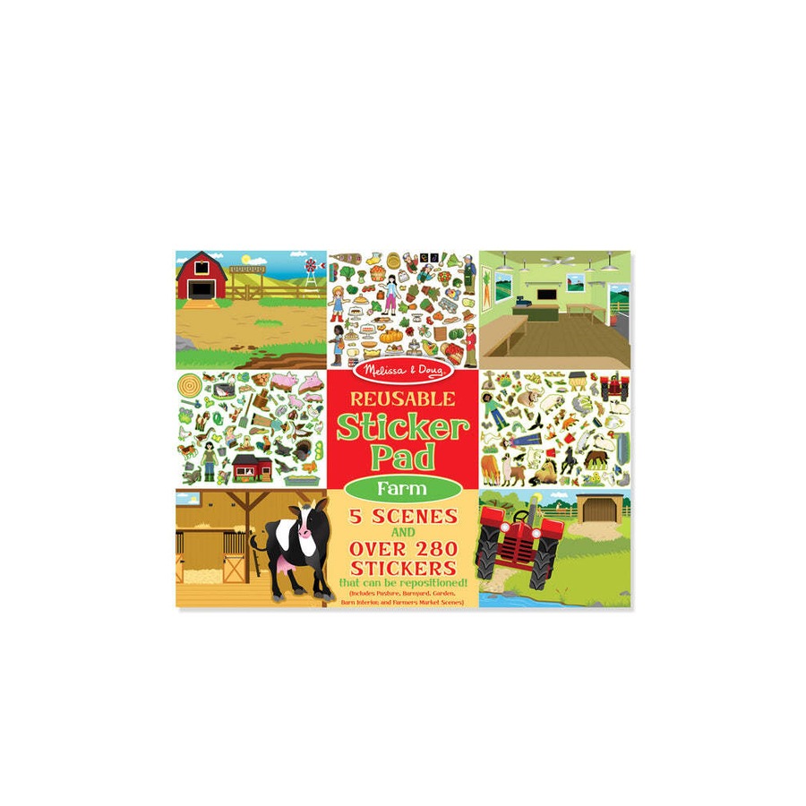 2x Melissa & Doug Reusable Sticker Pad Farm Kids/Childrens Interactive Toy 3+