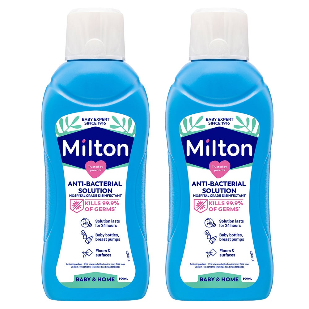 2x Milton Concentrated Anti-Bacterial Disinfectant 500ml Solution f/Baby Bottles