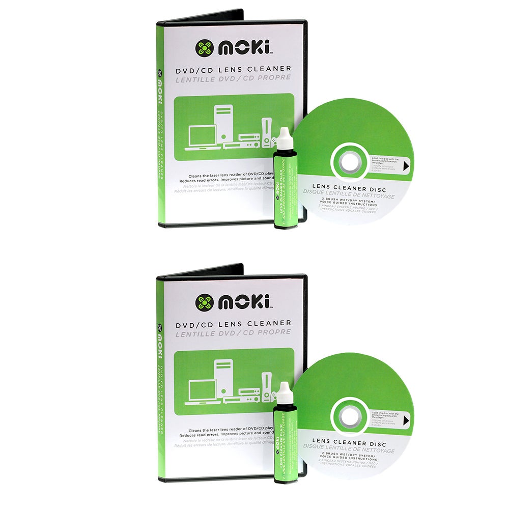 2x Moki DVD/CD/Laptop/Game Console Lens Head Cleaner Kit with Brush Disc/Fluid
