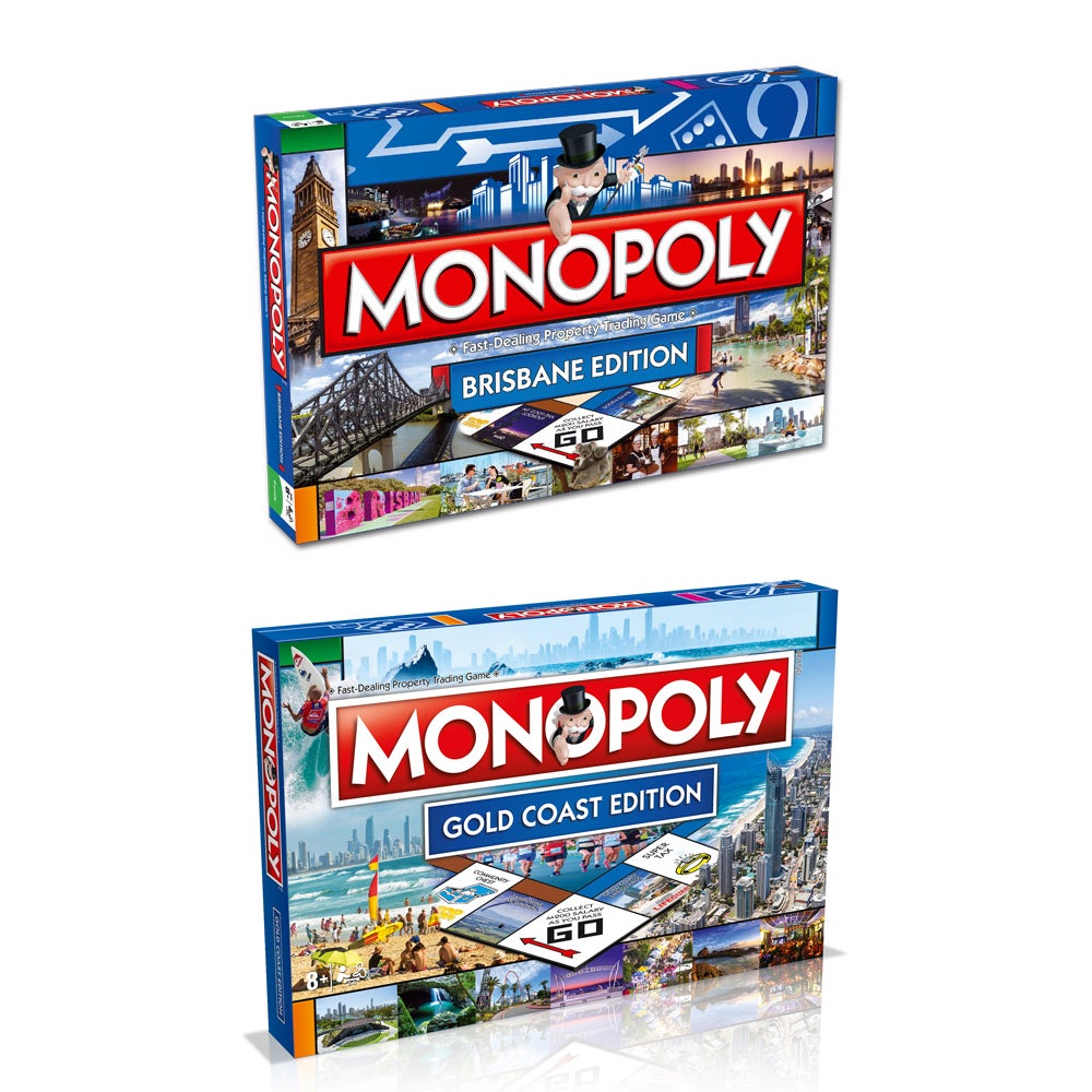 2x Monopoly Kids/Family Board Game 8y+ Australian Brisbane & Gold Coast Edition