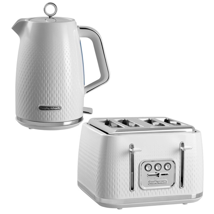 Morphy Richards White Accents Rose Gold 1.5L Pyramid Kettle and 4 Slice