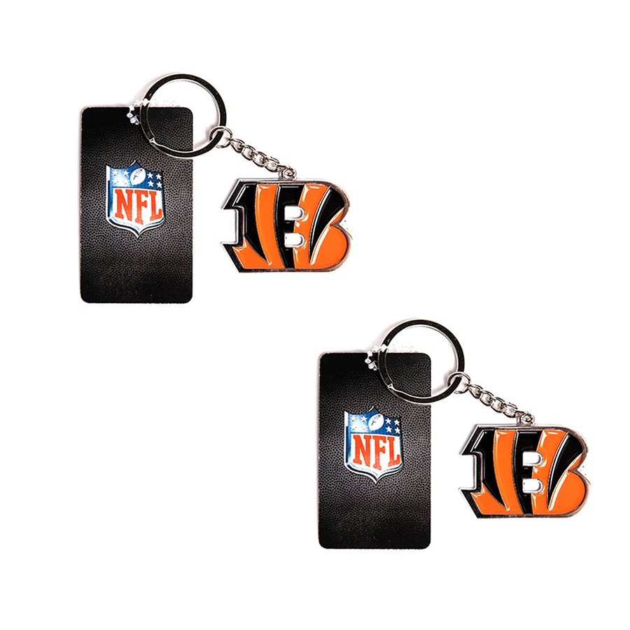 2x NFL Cincinnati Bengals Keyring 4cm Steel Keychain Backpack/Gym Bags Accessory