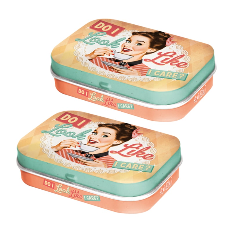 Buy 2x Nostalgic Art Mint Box 6cm Metal Tin Do I look like I Care Hard ...