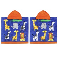 2x Onkaparinga Kids 60x120cm Absorbent Hooded Beach/Bath/Swimming Towel Animals