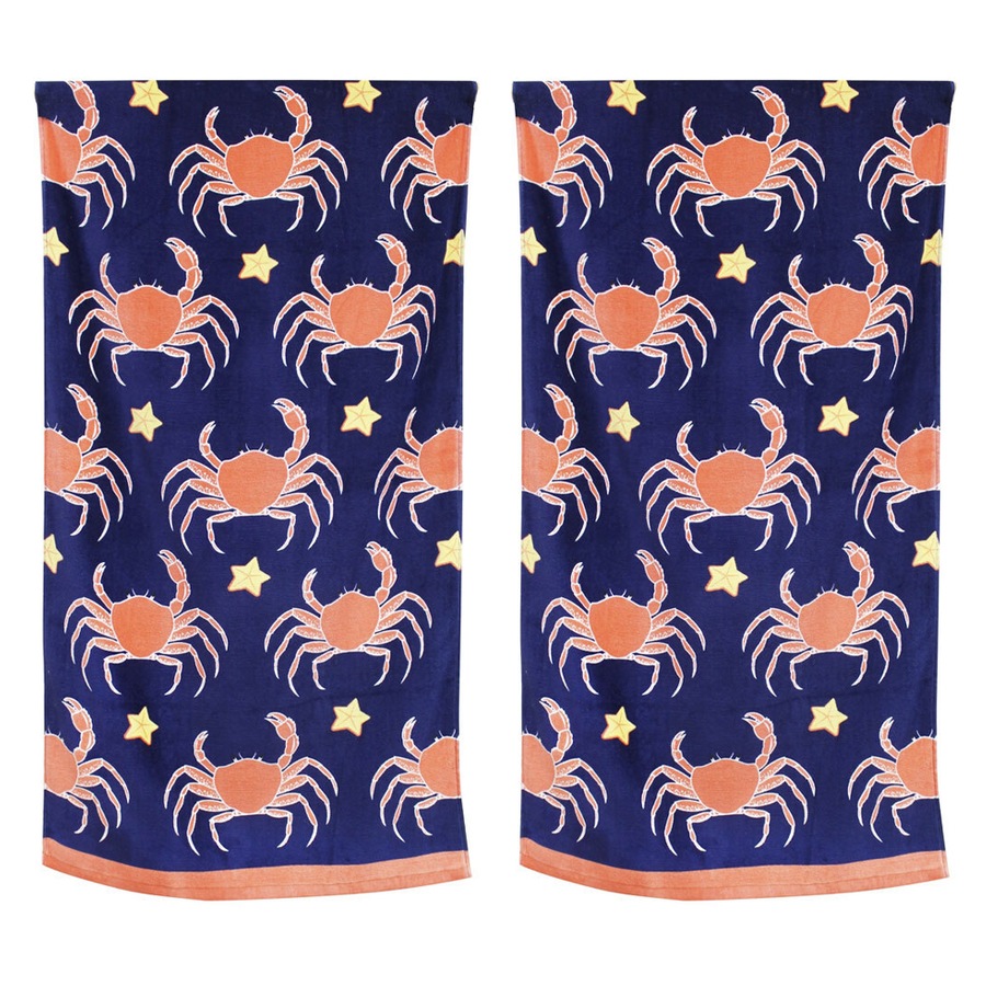 2x Onkaparinga Kids 60x120cm Beach/Swimming Pool Towel Absorbent Cotton Crabs
