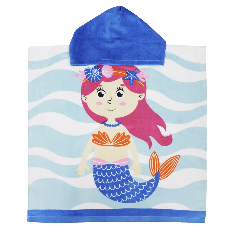 2x Onkaparinga Kids 60x120cm Soft Absorbent Hooded Beach/Swimming Towel Mermaid