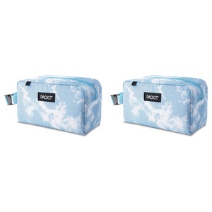 2x PackIt Freezable Polycanvas Snack Box Bag Storage Pouch Rect 23cm Blue Sky