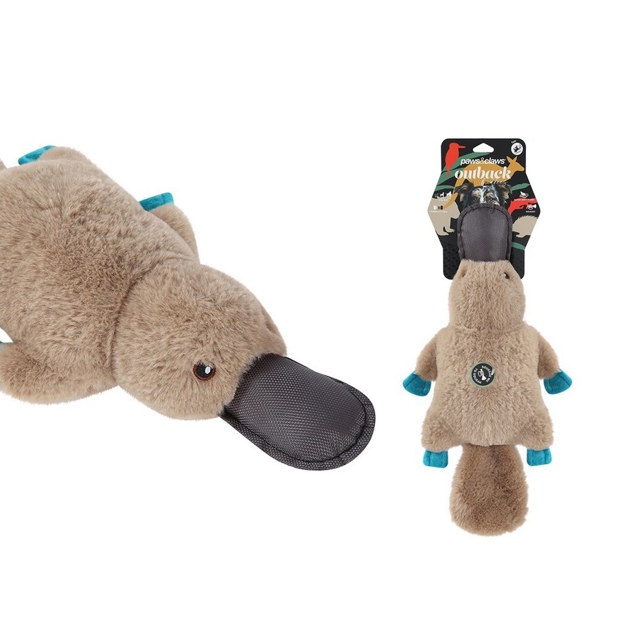 2x Paws & Claws Outback Buddies Platypus Interactive Pet/Dog Toy w/ Squeaker