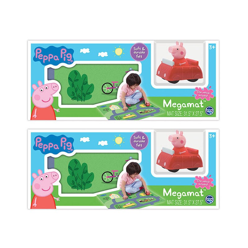 2x Peppa Pig 31.5" x 27.5" Megamat Playmat Kids Toys 3y+ w/ Assorted Vehicle Car