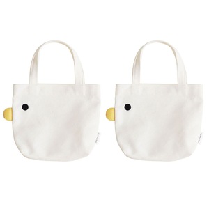 2x Purroom 23x21cm Cotton/Canvas Chick Women Tote Bag Travel Handbag Small White