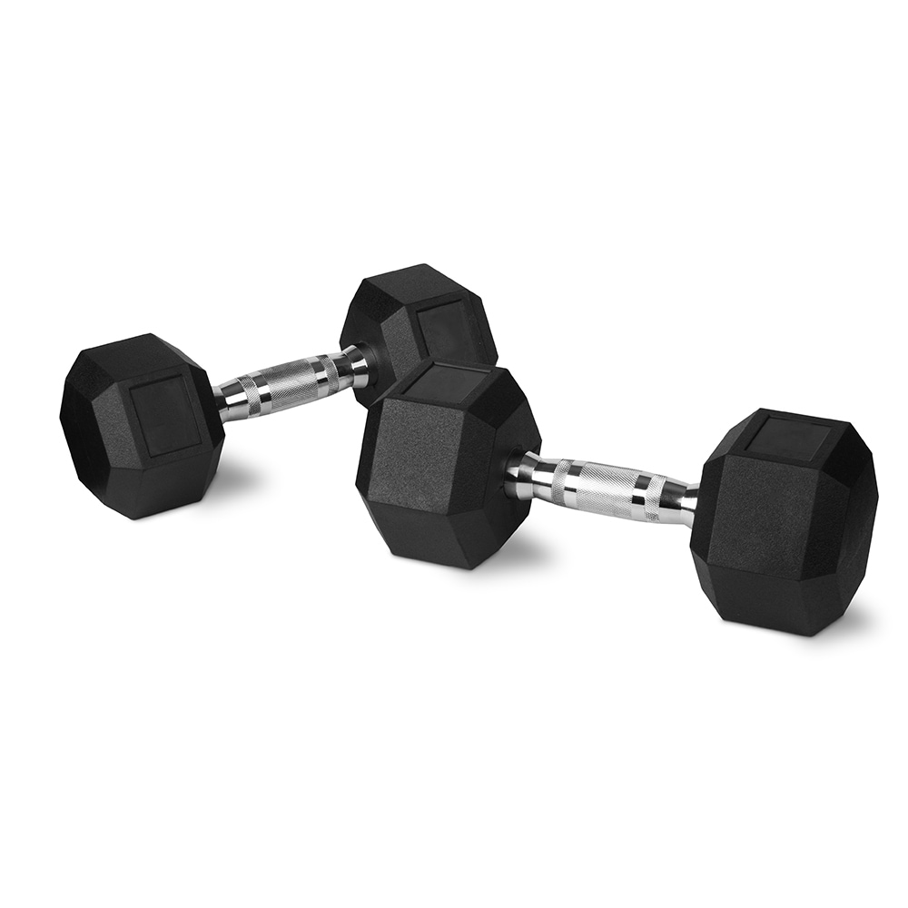 2x Rubber Hex Hexagonal Dumbbell Pair 4kg w/ Chromed Grip Home Gym Workout Set Australia