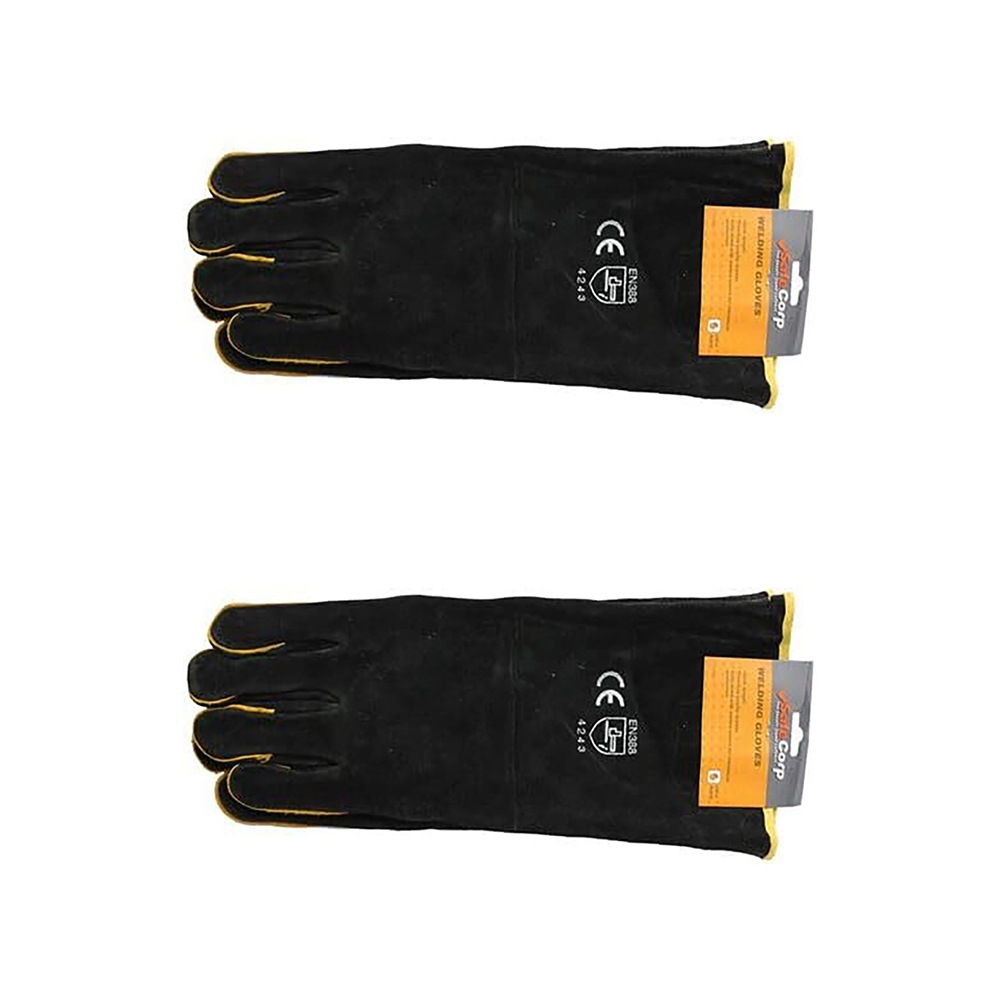 2x Safecorp PPE Safety Equipment Fully Lined Leather Welding Gloves Pair 40cm