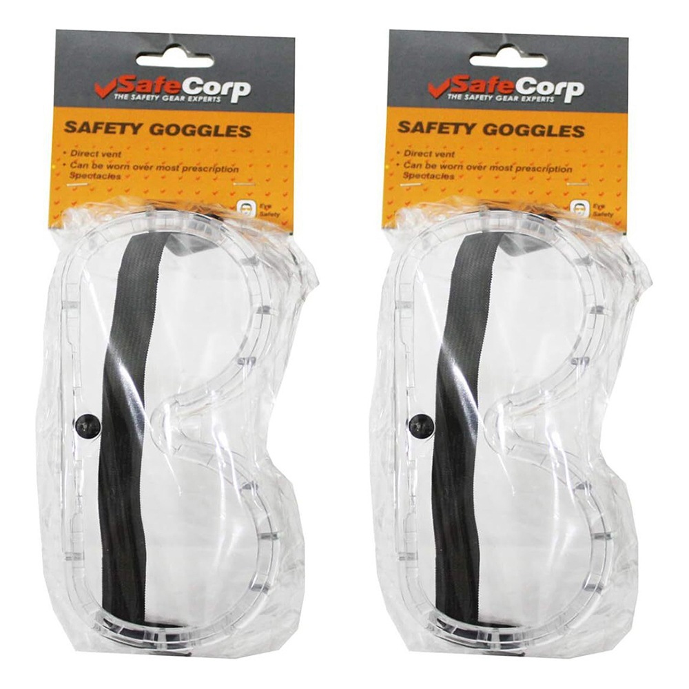 2x Safecorp PPE Safety Equipment Goggles/Eyeware Direct Vent All Purpose Clear Australia