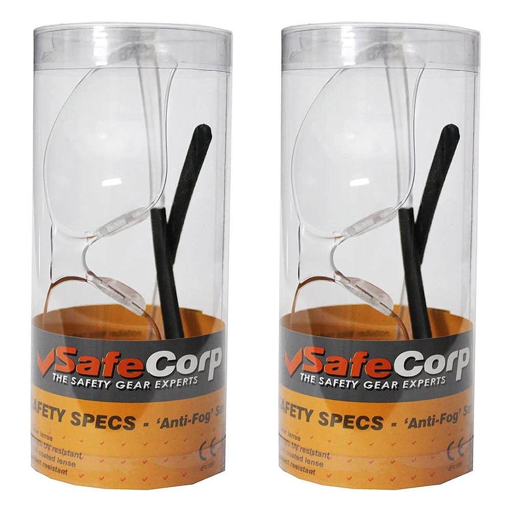2x Safecorp PPE Safety Equipment Specs/Glasses Eyeware 'Anti Fog' Series Clear Australia
