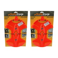 2x Safecorp Wall Mount Hard Hat Holder Magnetic/Screw Fix Hi-Visability Orange