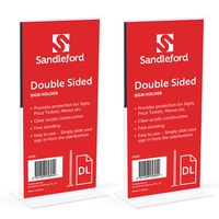 2x Sandleford 22cm Double-Sided T-Shape Sign/Menu Holder Portrait Acrylic Stand
