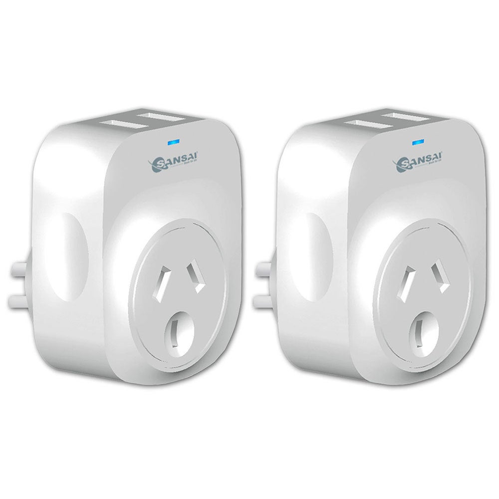 2x Sansai 2.1A 2xUSB Outlets Surge Protection Charger Adapter f iPhone/iPad/iPod