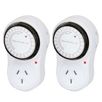 2x Sansai 24 Hour 2400W Outlet/Powerplug Mechanical Timer 240V w/Auto Switch WHT