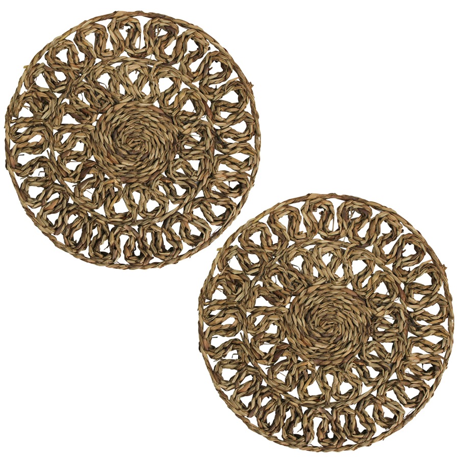2x Seagreass 35cm Placemat Round Tableware Dining Home Decor Pad Daisy Natural