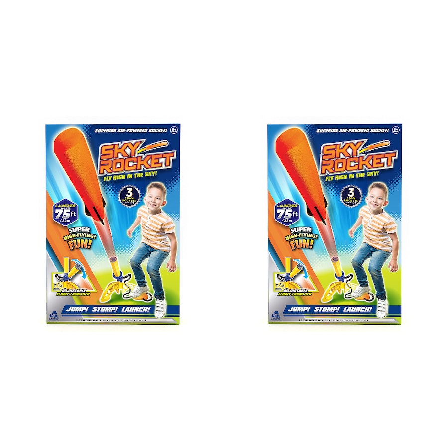 2x Stunt Flyer Stomp Sky Rocket Launcher Kids/Children Outdoor Toy Set 6y+