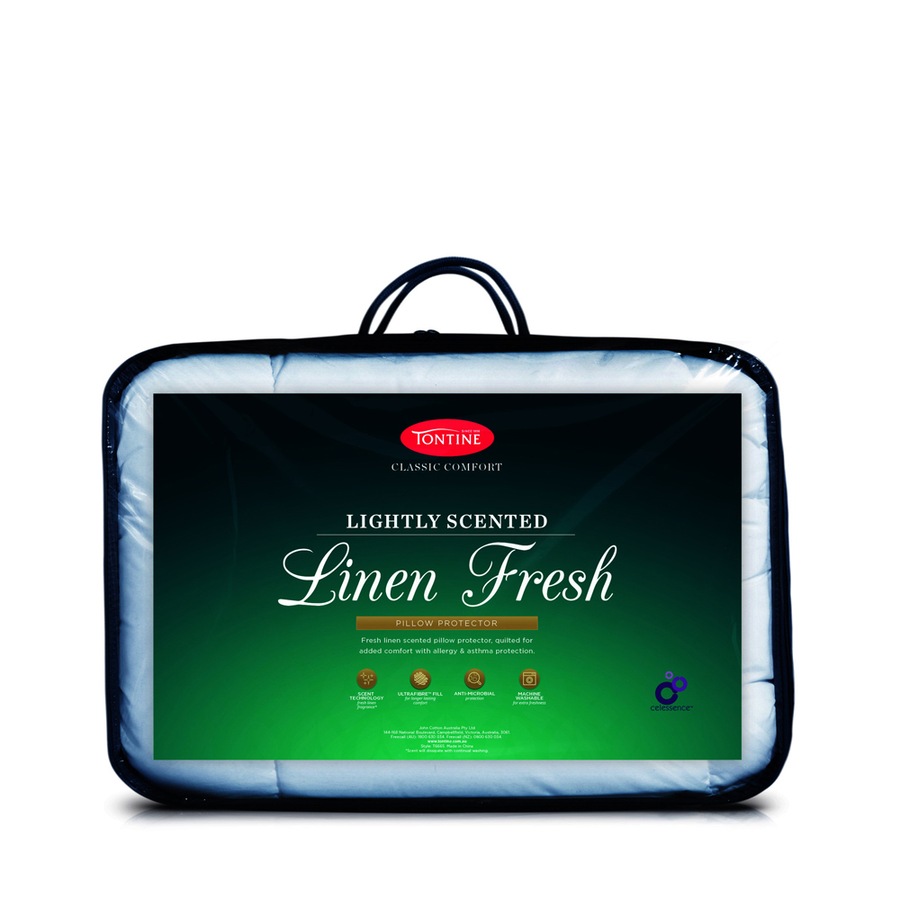 2x Tontine Classic Comfort Lightly Scented Linen Fresh Pillow Protector White